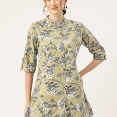 Printed Mandarin Shirt – Casual & Chic