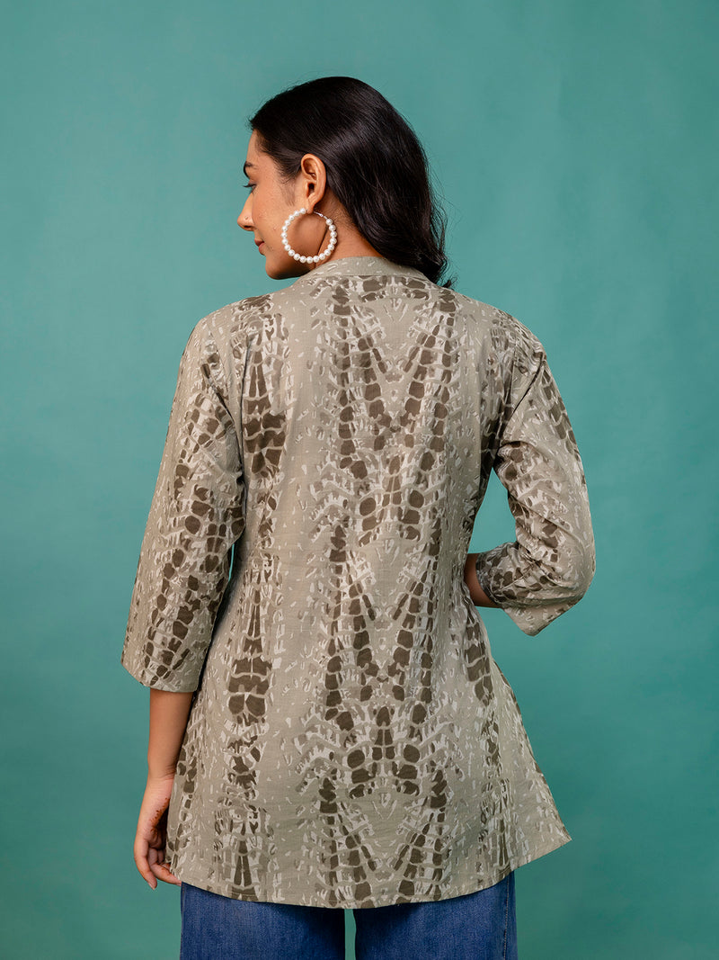 Tunic – Mandarin Collar, 3/4 Sleeves, Flattering Fit (Sizes S–XXL)
