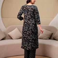 Printed Cotton Kurta Set with V-Neckline, Ankle-Length Pants and Graceful Dupatta