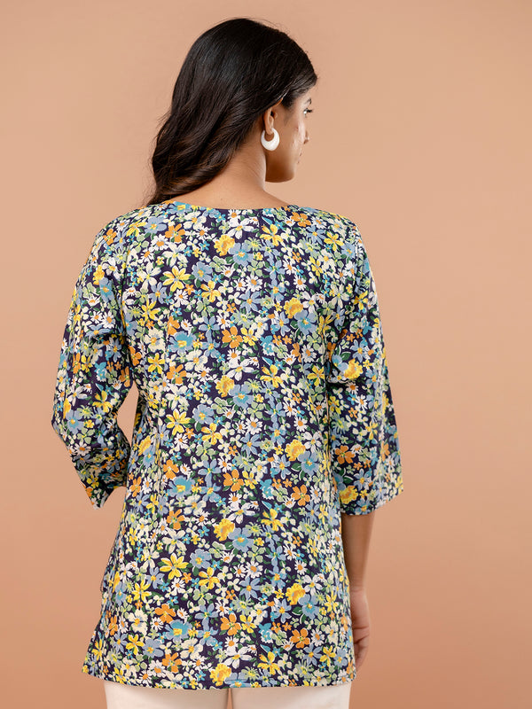 Elegant Printed Short Kurti – Soft Cotton, Everyday Style, Sizes S–XXL.