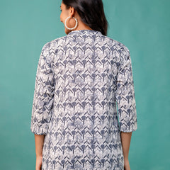 Tunic – Mandarin Collar, 3/4 Sleeves, Flattering Fit (Sizes S–XXL)