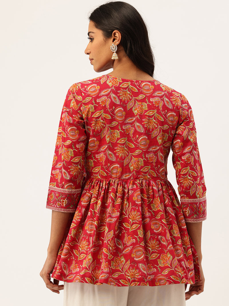 Princess Cut Top for Women - 3/4 Sleeves with Front Drawstrings