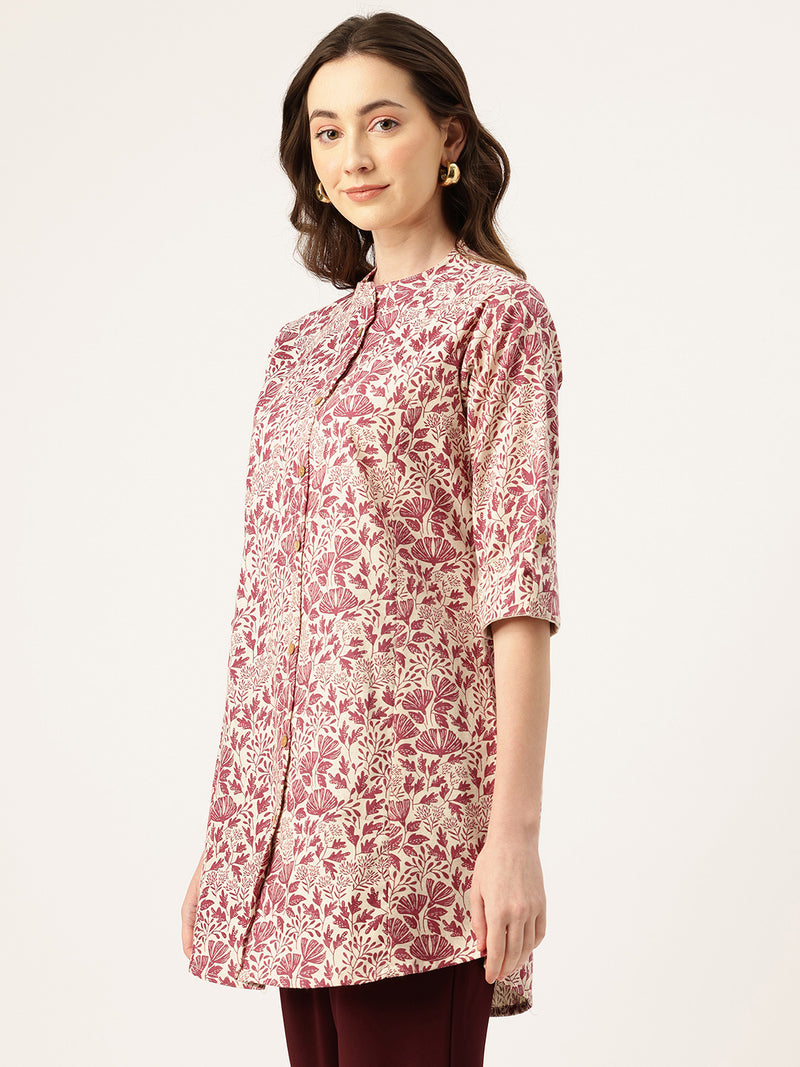 Printed Mandarin Collar top – Casual & Chic
