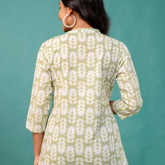 Tunic – Mandarin Collar, 3/4 Sleeves, Flattering Fit (Sizes S–XXL)