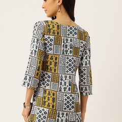 3/4 Sleeve Round Neck Vcut top White3 Colour