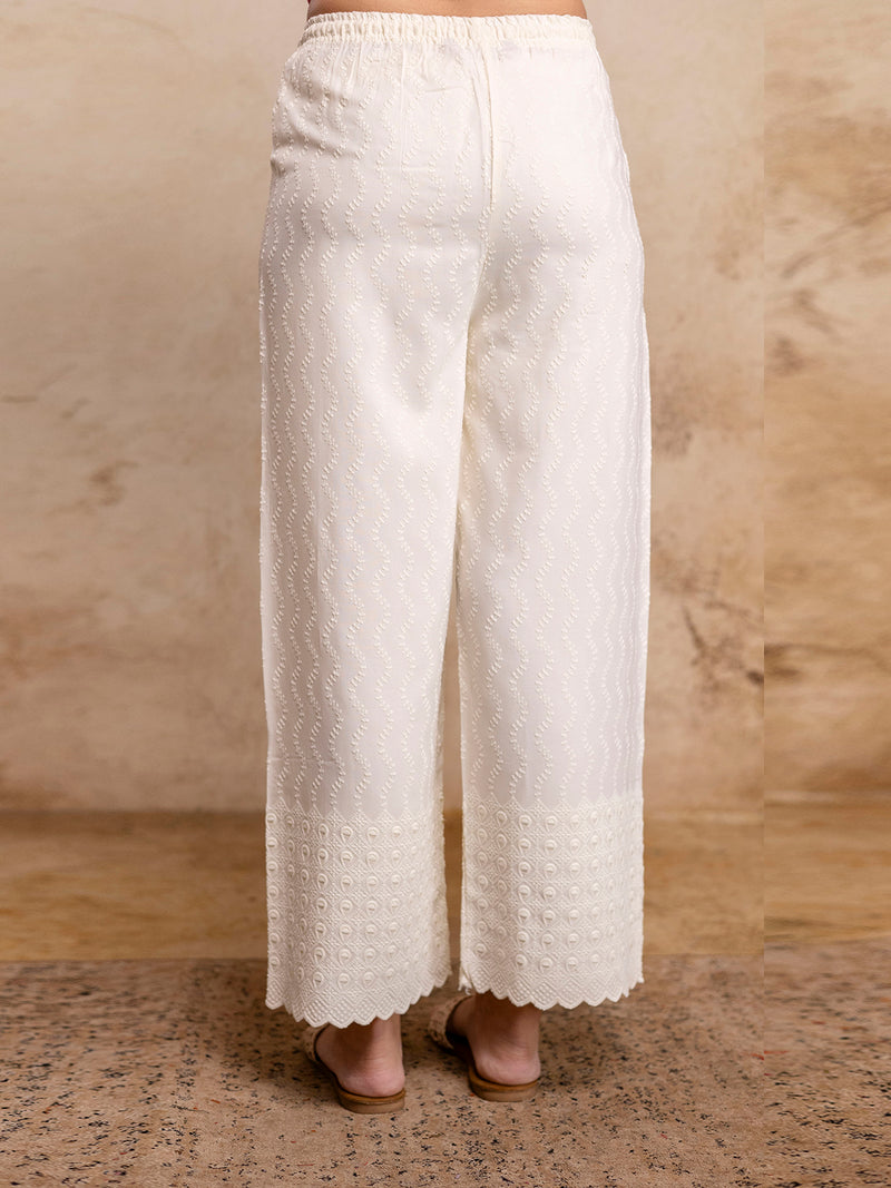 Graceful Rayon Embroidered Palazzos with Elegant Wide-Leg Fit