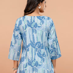 Elegant Printed Short Kurti – Soft Cotton, Everyday Style, Sizes S–XXL.