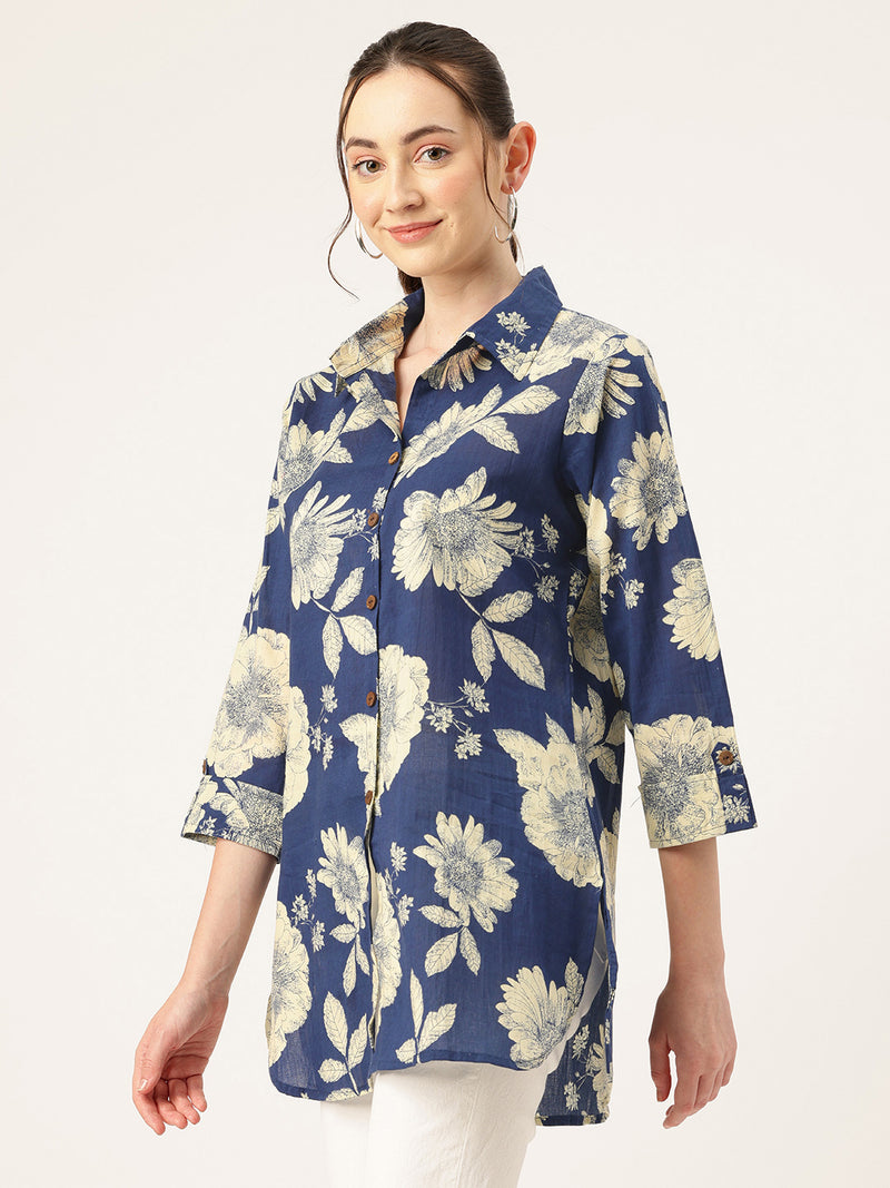 Versatile Collared Shirt with 3/4 Sleeves for Women – Elegant & Casual