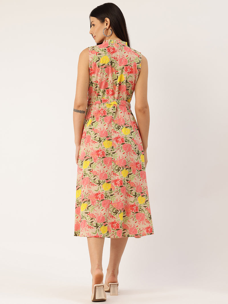 Floral Wrap Angrakha Dress – Lightweight Sleeveless Cotton Perfection