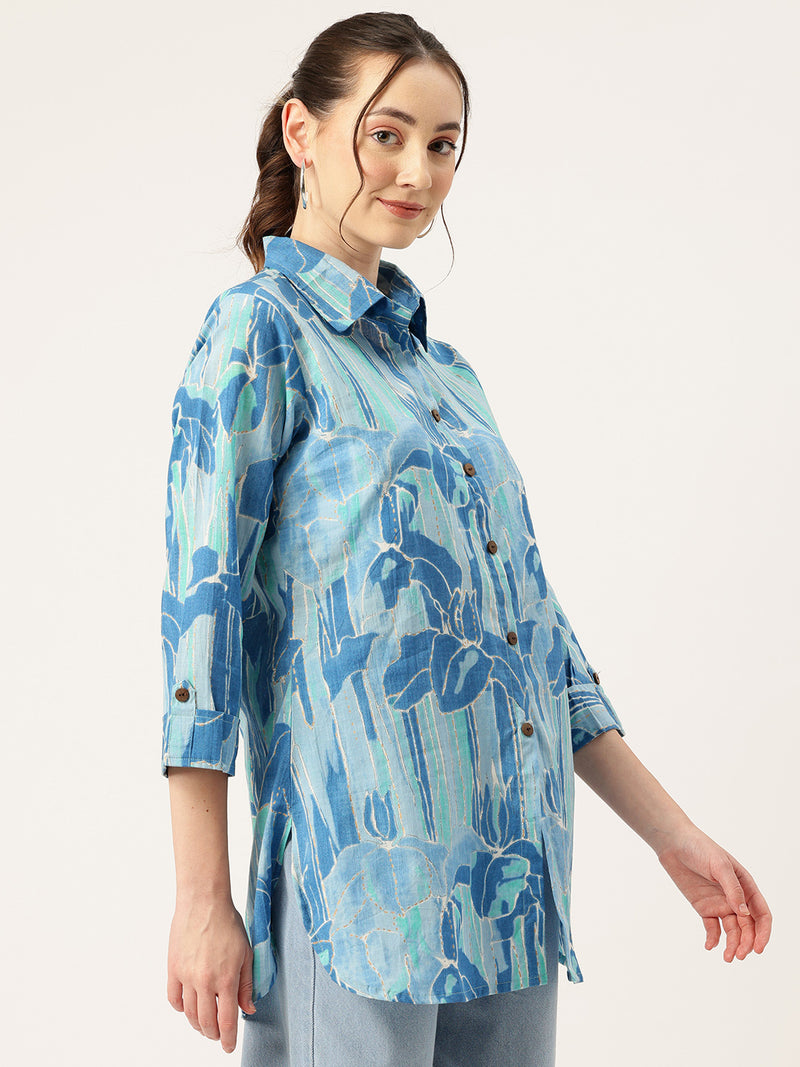 Versatile Collared top with 3/4 Sleeves for Women – Elegant & Casual