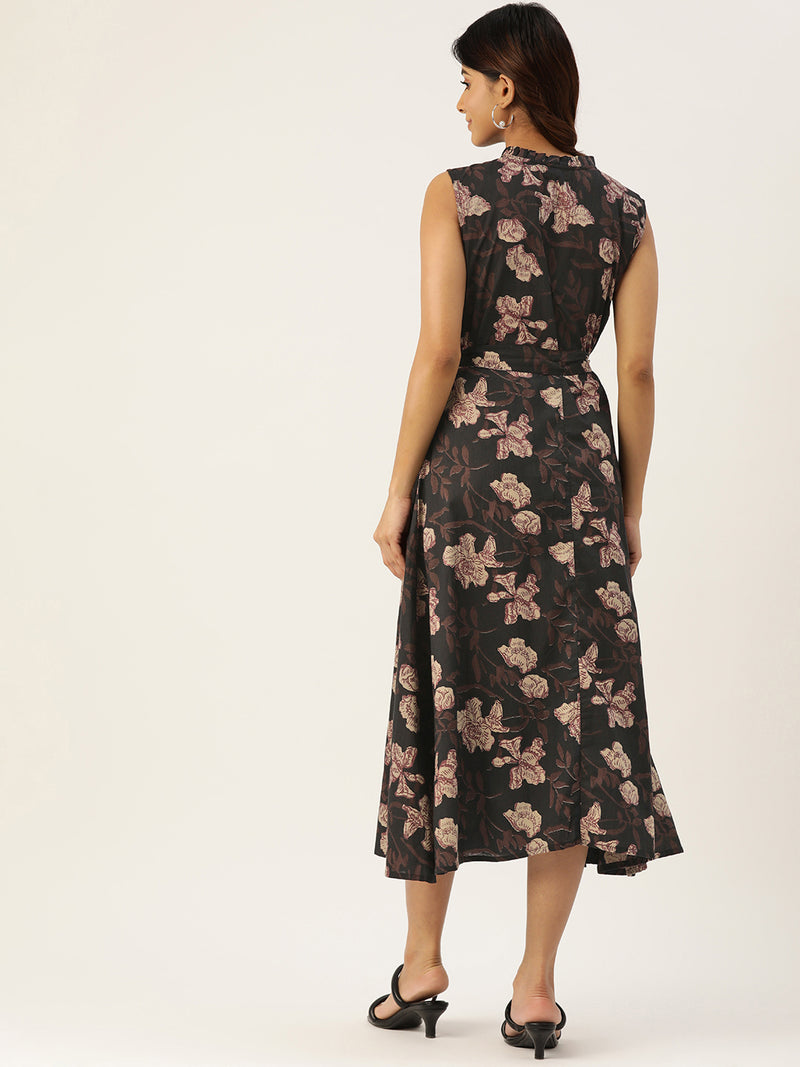 Floral Wrap Angrakha Dress – Lightweight Sleeveless Cotton Perfection