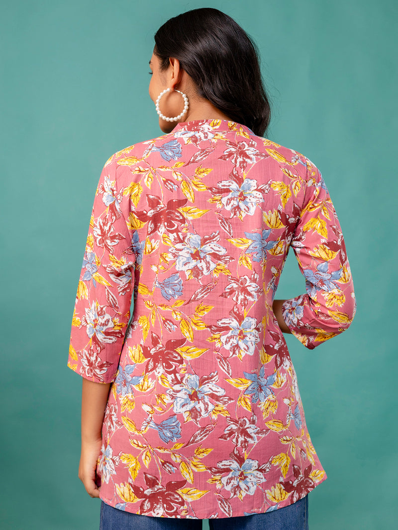 Tunic – Mandarin Collar, 3/4 Sleeves, Flattering Fit (Sizes S–XXL)