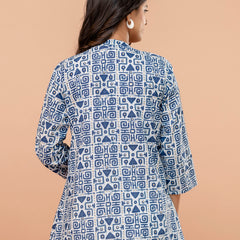 Elegant Mandarin Collar Printed Tunic – Stylish & Comfortable, Sizes