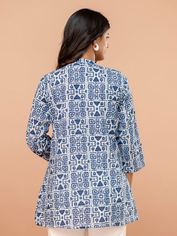 Elegant Mandarin Collar Printed Tunic – Stylish & Comfortable, Sizes