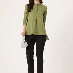 Black Linen Trouser - Ankle-Length Pant , Partially Elasticated ,Double Pockets