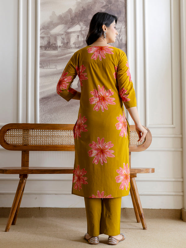 Printed Cotton Kurta Set with Ankle-Length Pants and Graceful Dupatta