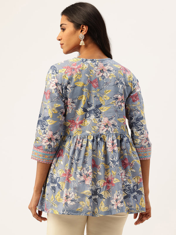 Princess Cut Top for Women - 3/4 Sleeves with Front Drawstrings