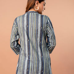Top – Mandarin Collar, 3/4 Sleeves, Flattering Fit (Sizes S–XXL)