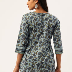 Inner Yoke Short Kurti for Women - Button Detail & 3/4 Sleeves