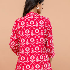 Elegant Mandarin Collar Printed Tunic – Stylish & Comfortable, Sizes