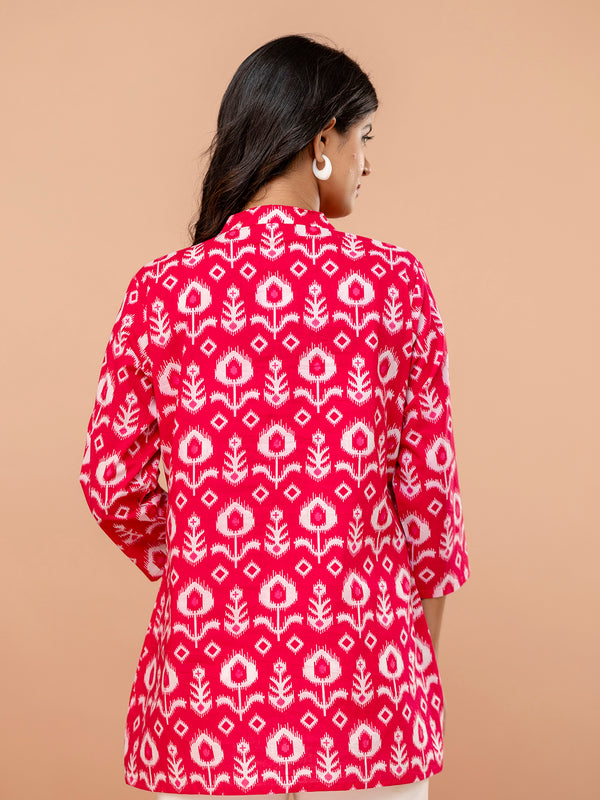 Elegant Mandarin Collar Printed Tunic – Stylish & Comfortable, Sizes