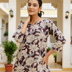 Brown Breezy Printed Cotton Co-Ord Set for Comfortable All-Day Wear