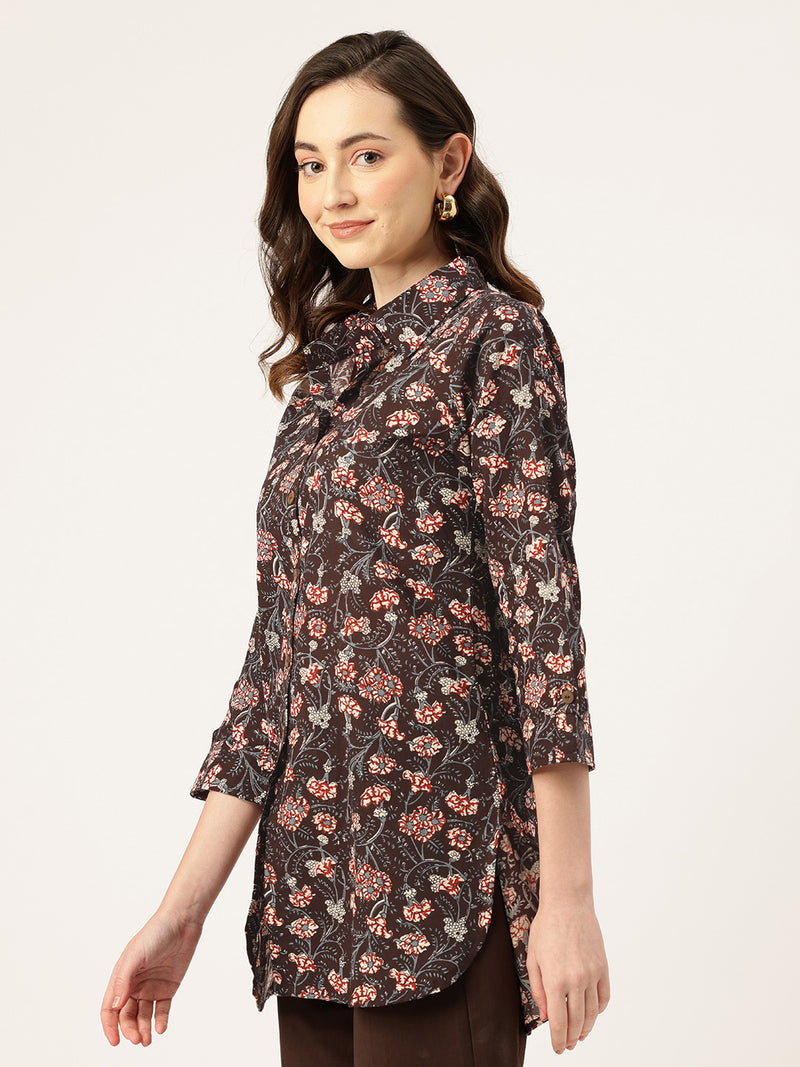 Versatile Collared Shirt with 3/4 Sleeves for Women – Elegant & Casual