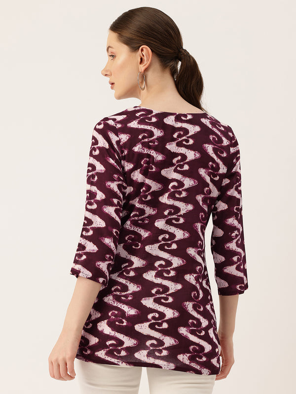 3/4 Sleeve Round Neck Vcut top White2 Colour