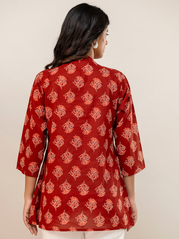 Elegant Mandarin Collar Printed Tunic – Stylish & Comfortable, Sizes
