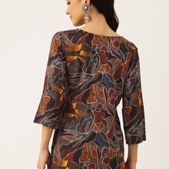 3/4 Sleeve Round Neck Vcut top Multi Colour