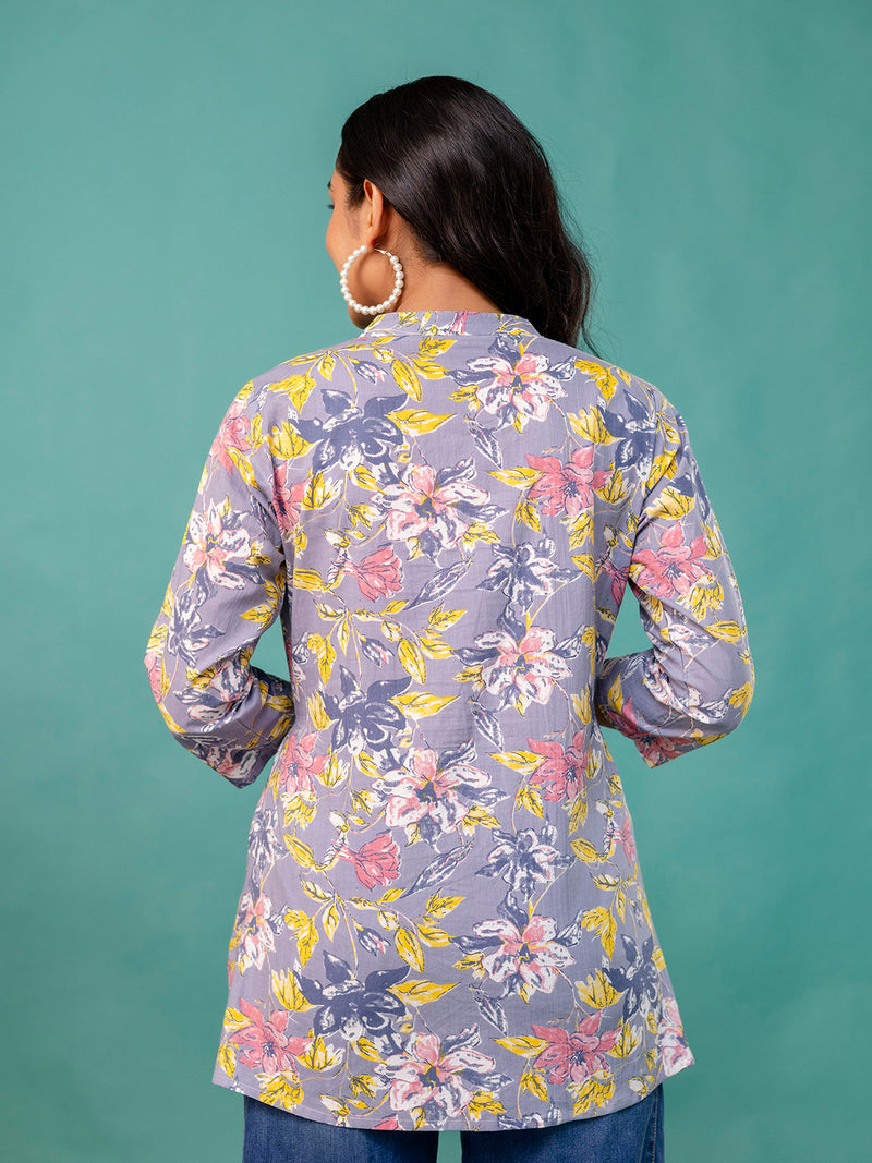 Tunic – Mandarin Collar, 3/4 Sleeves, Flattering Fit (Sizes S–XXL)