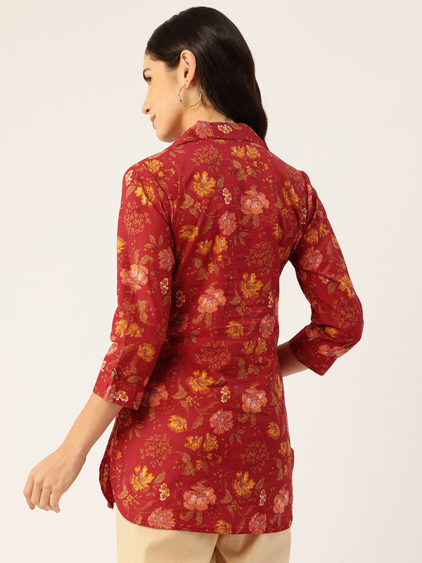 Versatile Collared Shirt with 3/4 Sleeves for Women – Elegant & Casual