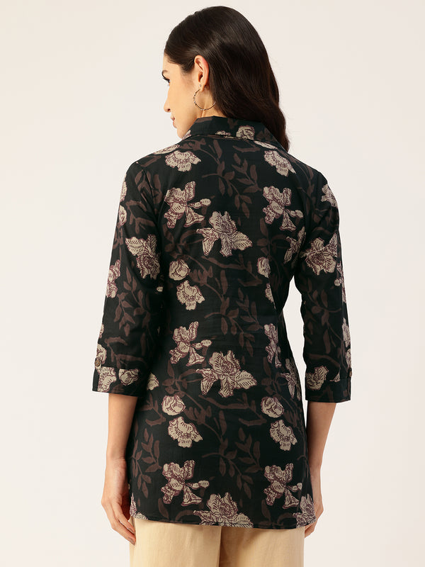 Versatile Collared Shirt with 3/4 Sleeves for Women – Elegant & Casual