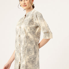 Printed Mandarin Shirt – Casual & Chic