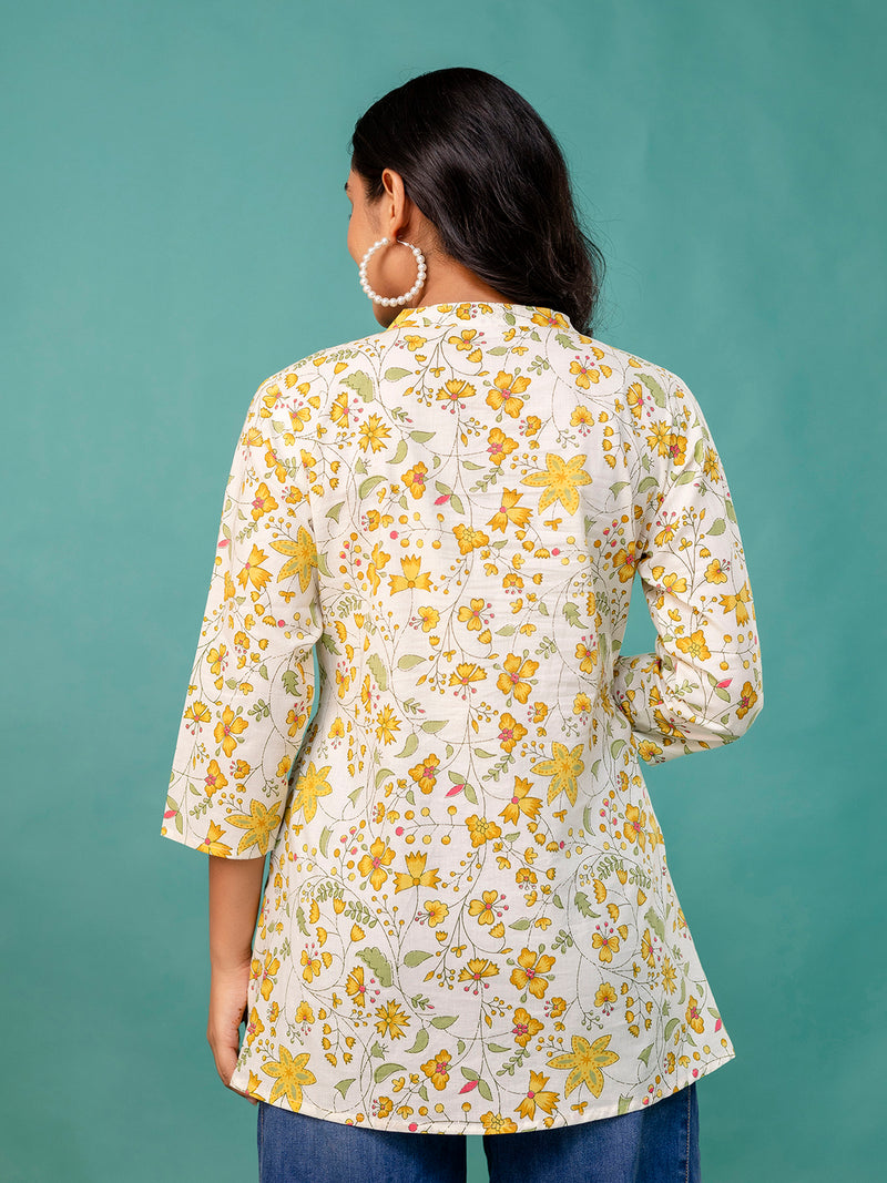 Tunic – Mandarin Collar, 3/4 Sleeves, Flattering Fit (Sizes S–XXL)