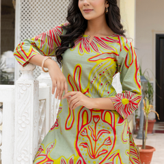 Green Breezy Printed Cotton Co-Ord Set for Comfortable All-Day Wear