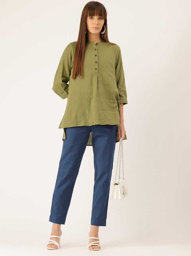 Cotton Pants - Double Pockets, Adjustable Waist, and Ankle-Length Fit