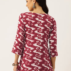 3/4 Sleeve Round Neck Vcut top Maroon Colour
