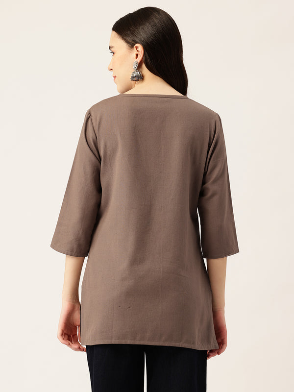 Elegant Short Kurti for Women – 3/4 Sleeves | Round Neck |