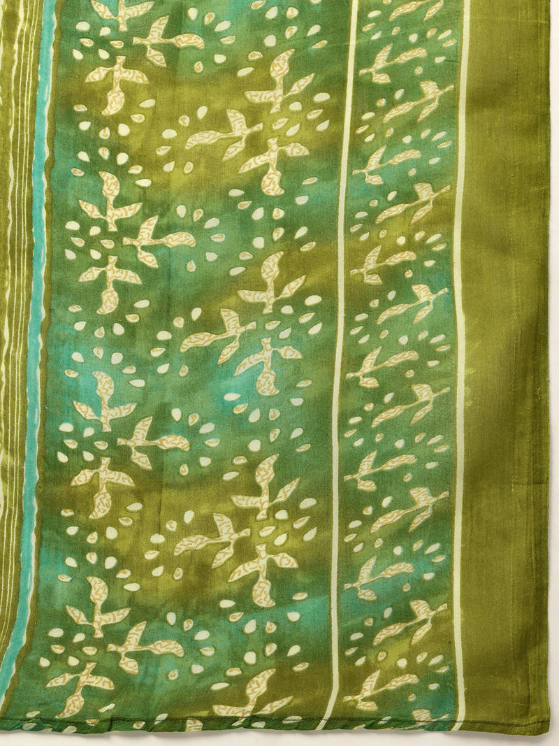 Bordered V-Neck 3-Piece Kurta Set with Ankle-Length Pants & Full-Length Dupatta (Size S-XXL).