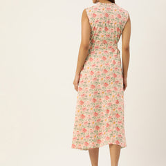 Floral Wrap Angrakha Dress – Lightweight Sleeveless Cotton Perfection