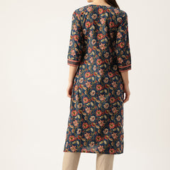 Empress Long Kurta for Women - V-Cut Neckline with 3/4 Sleeves