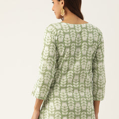 Cotton Printed V-Neck Short Kurti