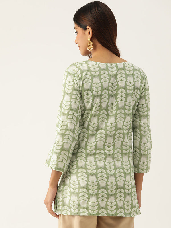 Cotton Printed V-Neck Short Kurti