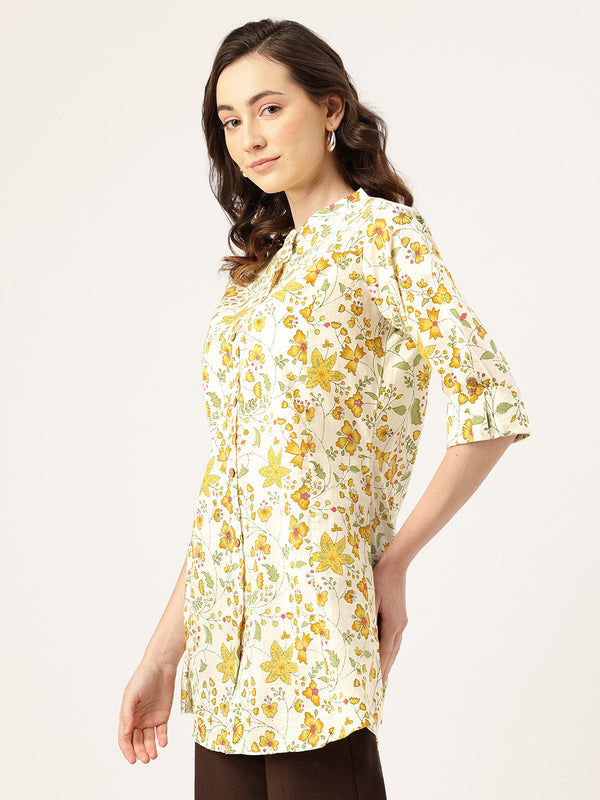 Printed Mandarin Shirt – Casual & Chic