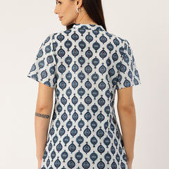 Elegant Bow Collar Cotton Shirt for Women - Stylish & Comfortable