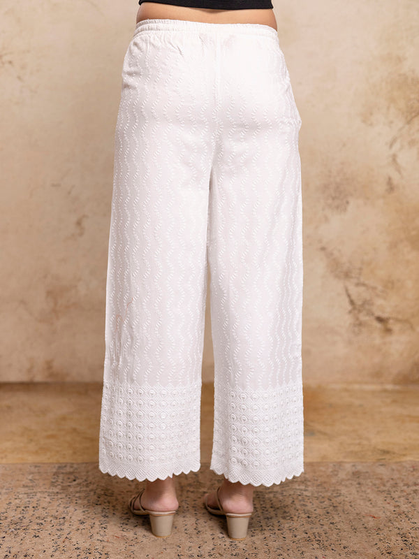 Graceful Rayon Embroidered Palazzos with Elegant Wide-Leg Fit