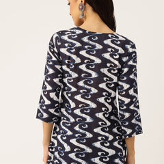 3/4 Sleeve Round Neck Vcut top Blue2 Colour