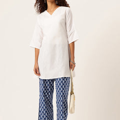 Blue Women Pure Cotton Paisley Printed Palazzo Pants | Elastic Waist | Wide Leg