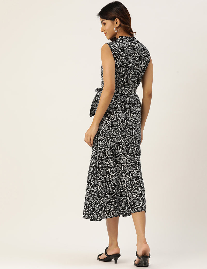 Floral Wrap Angrakha Dress – Lightweight Sleeveless Cotton Perfection